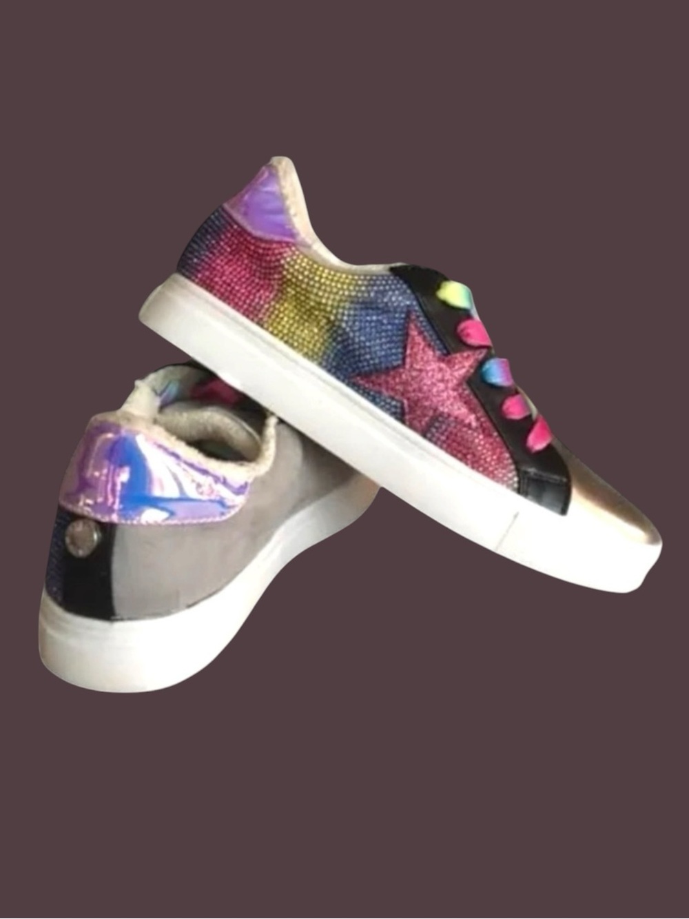 Steve Madden REZUME Rainbow Rhinestone Star Sneakers